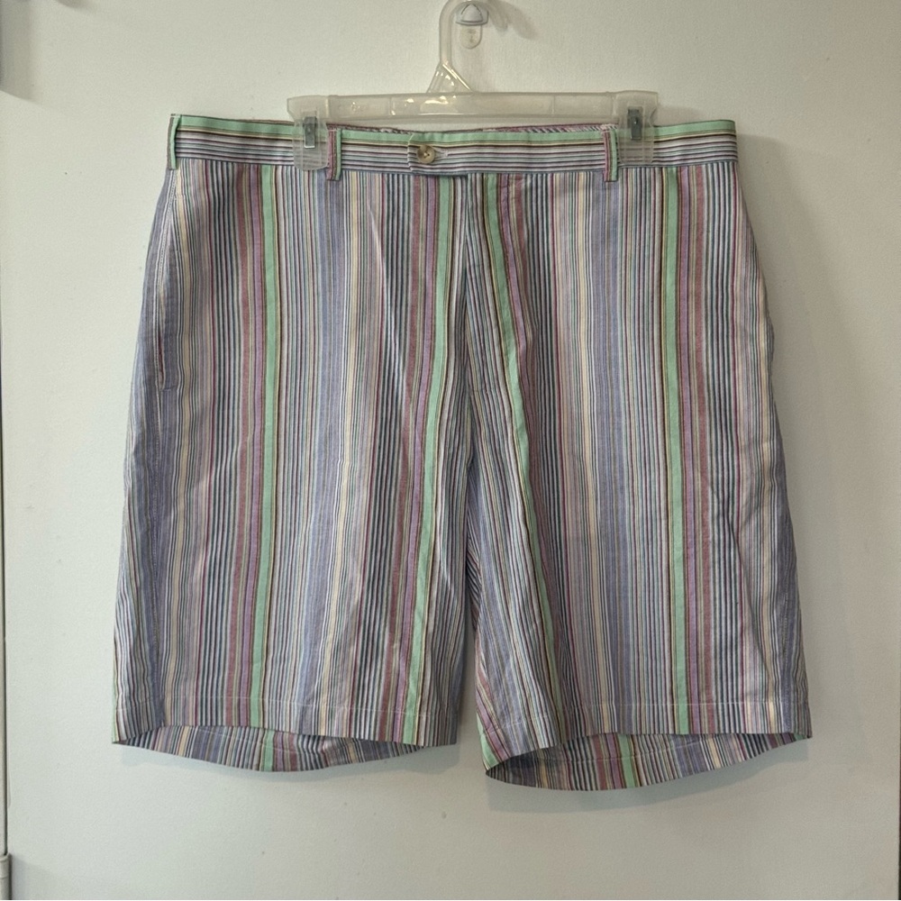 Peter Millar Striped 100% Cotton Striped Shorts Pastel Multicolor Size 36 Chinos